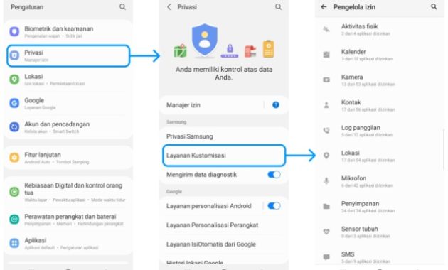 Pengaturan Aplikasi Izin Tampil